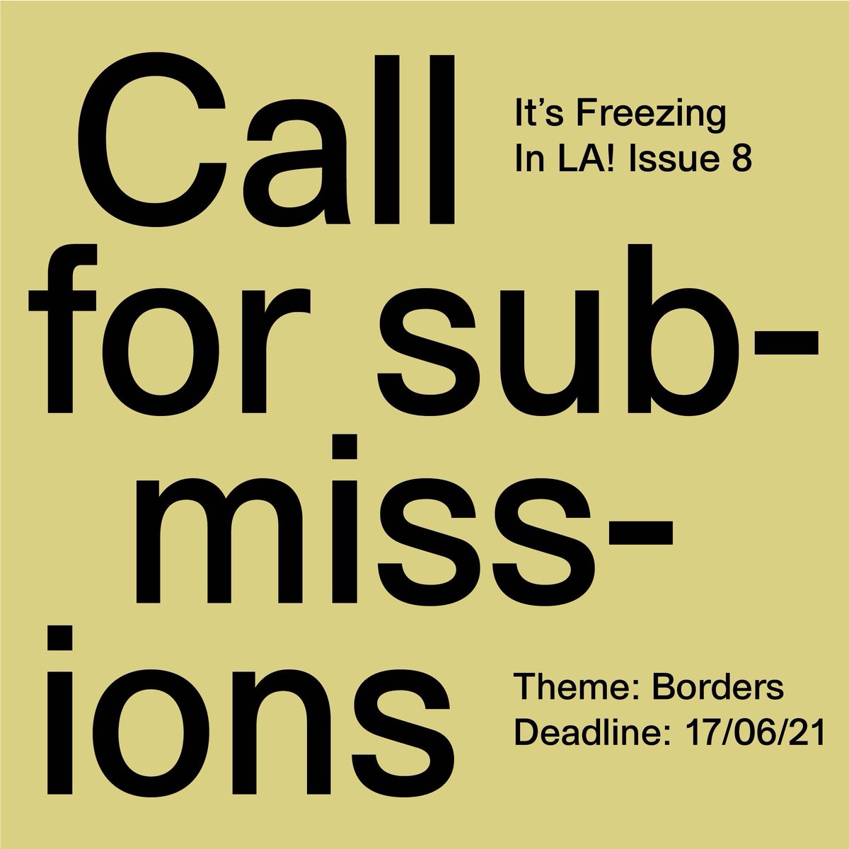 CALL FOR SUBMISSIONS ISSUE 8 NOW OPEN
We are looking for essays, opinion, reviews, features and slow journalism on the topic of 'borders'. All welcome to apply.  Send a  pitch to editor@itsfreezinginla.com by June 17th. See below for more detail.
itsfreezinginla.co.uk/post/call-for-…