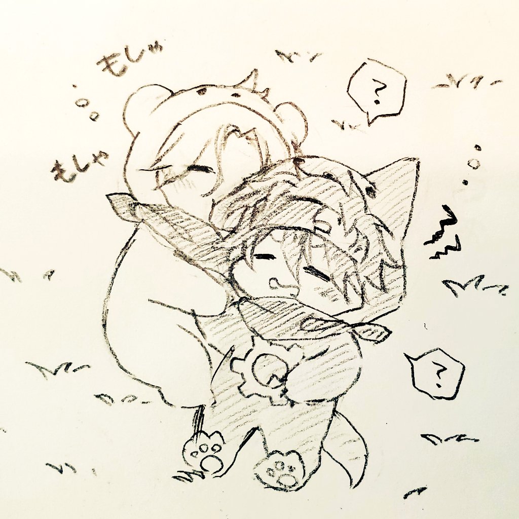 今日のらくがき❄️🌺🐻🐺 