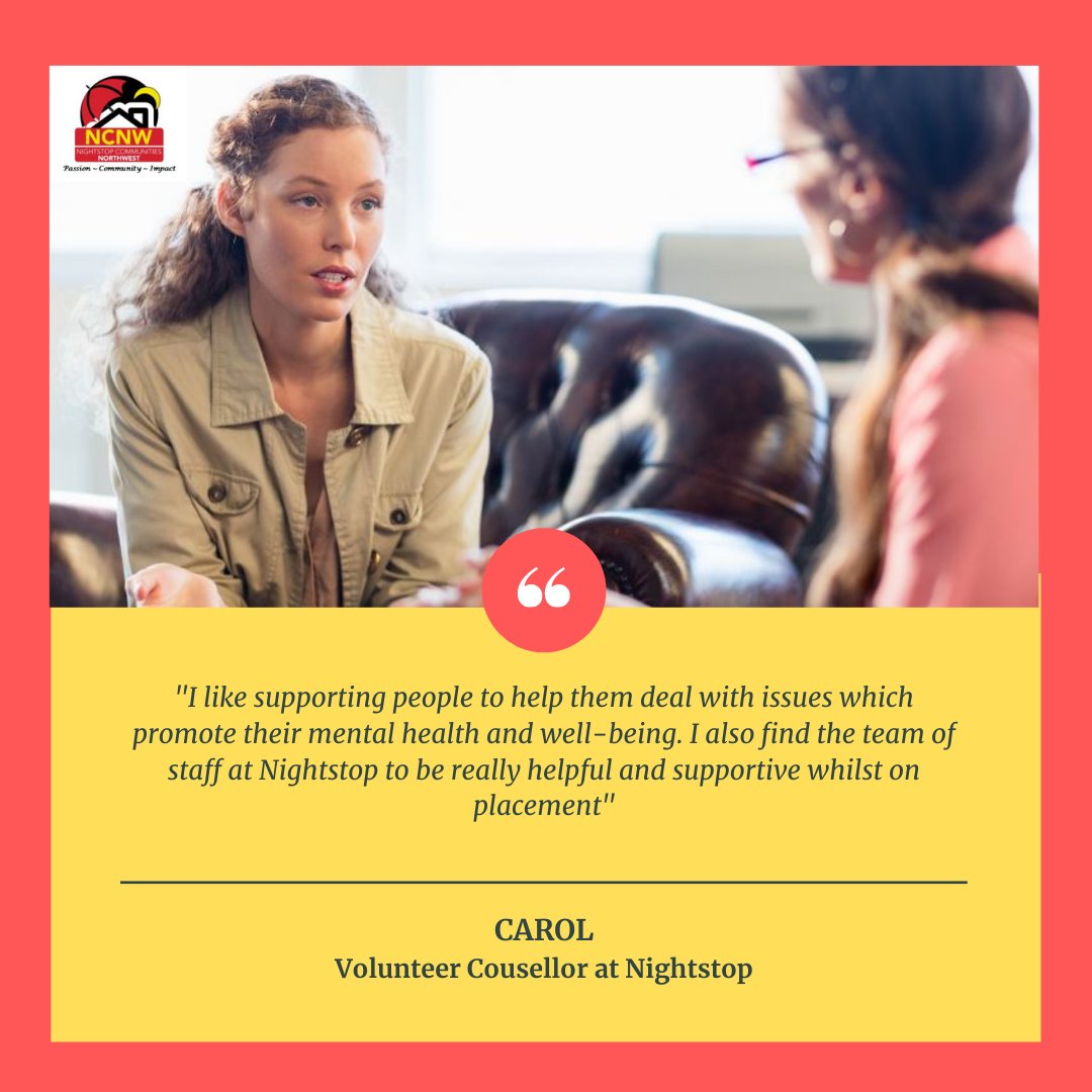 Carol is one of our fantastic Volunteer Counsellors at Nightstop #VolunteersWeek2021  #volunteers  #volunteering