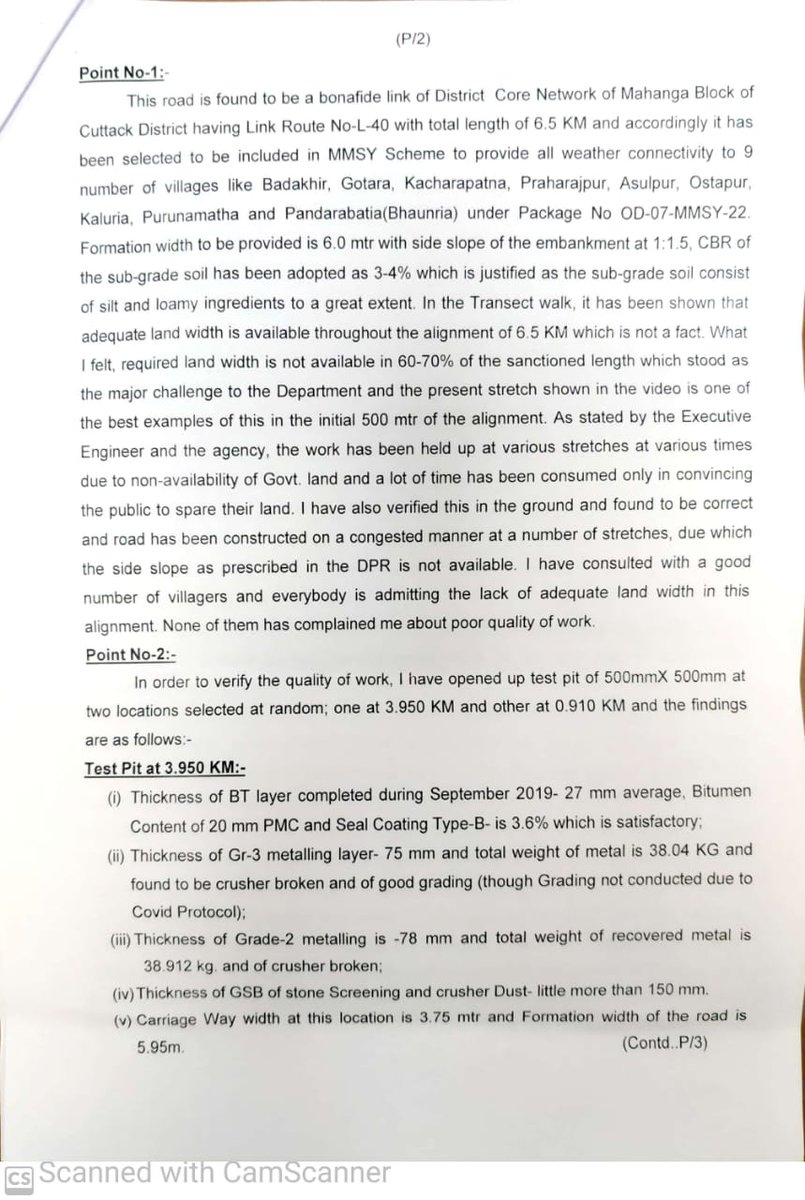 RDOdisha's tweet photo. @SaradaPradhan7 @PradeepJenaIAS As per order of DC and ACS, RD Department, the matter has been enquired by Chief Engineer, PMGSY. The report is attached.  The videos are attached. https://t.co/zr9OcCzvF5
