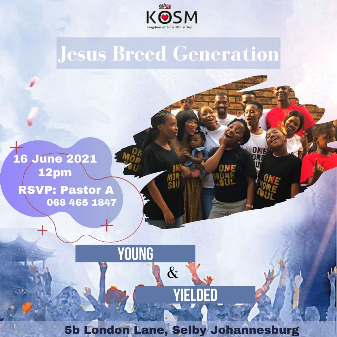 _GOD_CHURCH's tweet photo. Calling All Young People To Join Us On Youth Day! Our Theme For The Day Is 'Young &amp; Yielded' , &amp; We Are Looking Forward To Fellowship With You. Details On The Flyer...

#YouthDay #YouthMonth #June16 #YouthInChrist #YoungAndYielded #KOSM #BringingNationsIntoSonship https://t.co/Zv0uQK2Rf6