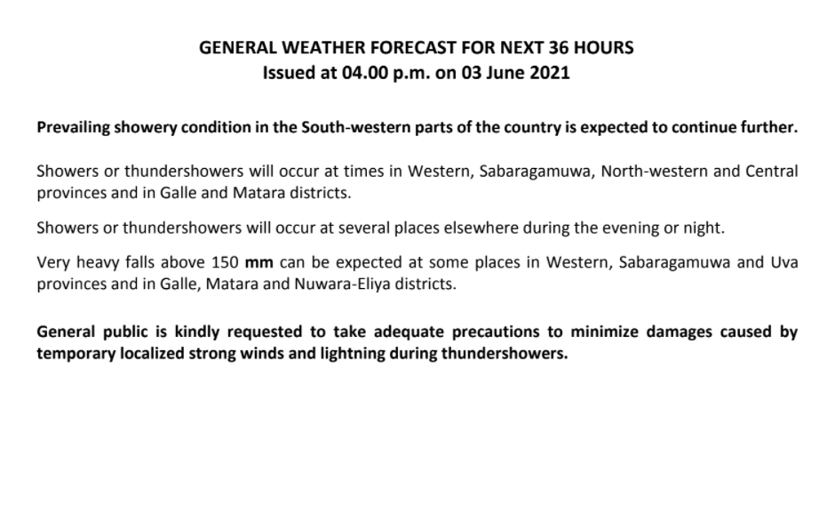 SriLankaTweet's tweet photo. Weather Alert☔❗
Very heavy rains above 150 mm can be expected at some places in Western, Sabaragamuwa and Uva
provinces and in Galle, Matara and Nuwara-Eliya districts -MET
https://t.co/HVjuYdPddE #LKA #WeatherSL #SriLanka #MonsoonSL #WeatherAlert https://t.co/VF15q3AyFk