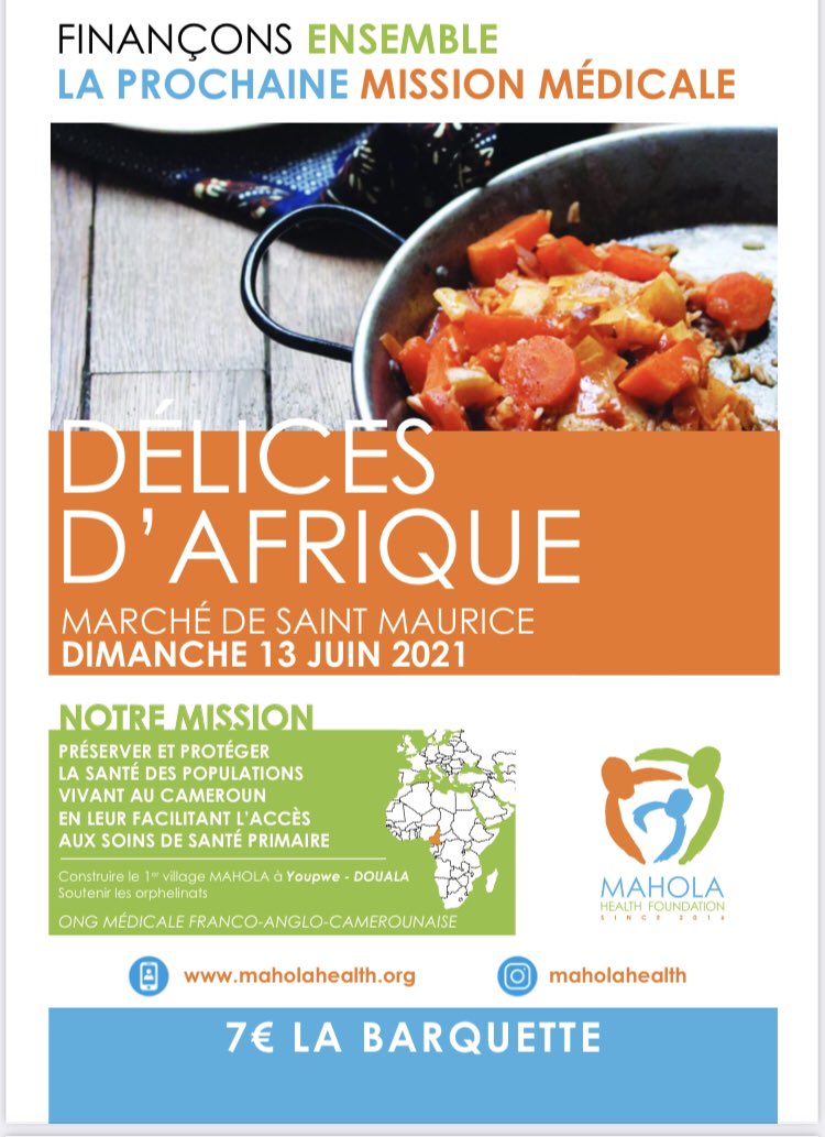 Notre mission 2021 est à peine achevée que nous pensons déjà à la suivante ! Pour nous aider à la financer, RDV le 13 juin au marché de Saint Maurice (94) pour déguster des délices d’Afrique ! #solidarite #miammiam #oncomptesurvous