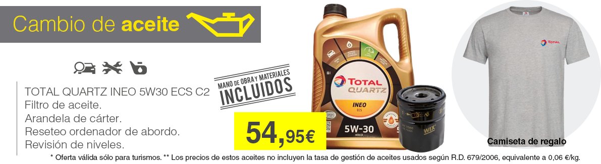 ¡¡Cambio de aceite Total 5W30 + filtro de aceite por tan solo 54,95€!! Y de regalo... ¡está estupenda camiseta!
#centersautogranada #granada #almeria #Cambiodeaceite #cambiodeaceiteyfiltro #aceitecoche #coches #tallertienda #taller #tallermecanico