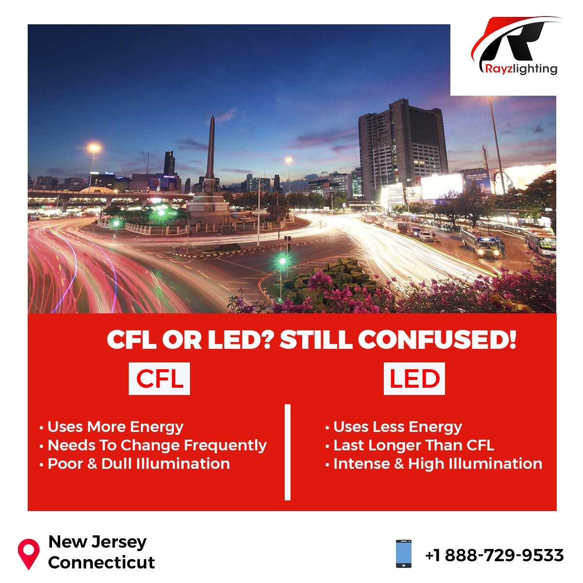rayz_lighting's tweet photo. It’s time to replace all your CFL lights with highly illuminating LED lights. This way, you can have more light, consuming less power. Choose from a wide range of LED lights and fixtures by Rayz Lighting.  contact us at: (888) 729-9533

 #lightingsolution #rayzlighting https://t.co/udahn5wQcU
