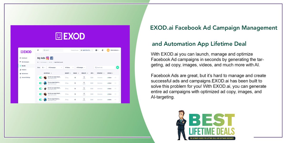 LifetimeDeals_'s tweet image. EXOD.ai #FacebookAd Campaign #Management and #AutomationApp Lifetime Deal - bestlifetimedeals.com/shop/exod-ai-f… #facebook #facebookadcampaign #aitargeting