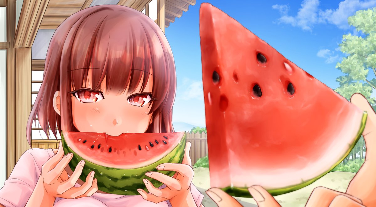 邑楽野 粉達摩 百二十八 スイカ 絵描きさんと繋がりたい イラスト