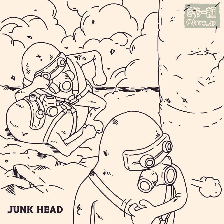 #JUNKHEAD #ジャンクヘッド フリーハンドで同じ太さの線画のみで描いてみたぞ。 
