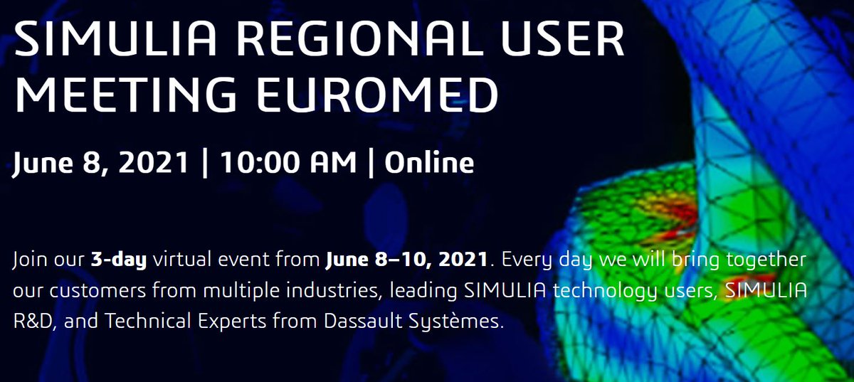 RUM 2021 is almost here! Don't miss it. Register NOW! You can watch sessions on structural mechanics, electromagnetics &amp; fluids on newest technology. #SIMULIA #Abaqus #PowerFlow #CST Studio Suite
--> bit.ly/3gJLSKa