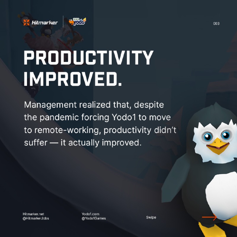 HitmarkerJobs's tweet photo. We love the story behind @Yodo1Games' transition to a #workfromanywhere culture during the global pandemic. 😍

We spoke to them about how and why they embraced #remoteworking during this difficult time. 

Check out the article below!