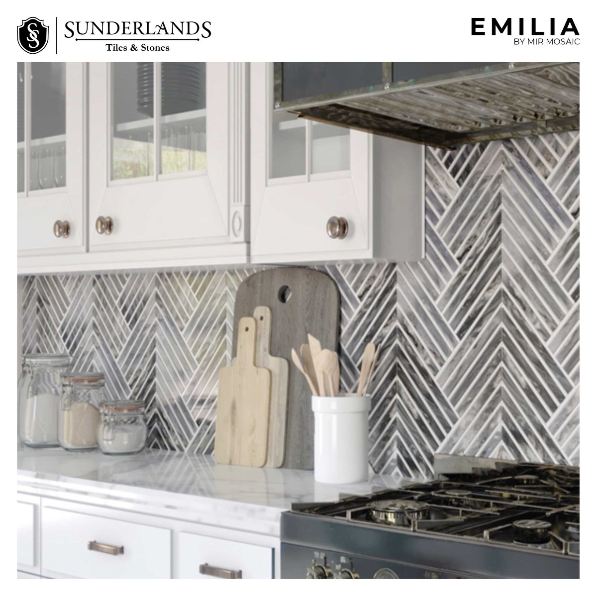 The Emilia Collection by <a href="/mir/">Mir</a>.mosaic is the debut of new stone.

#mosaic #sunderlands #kitchenrenovation #backsplash #interior