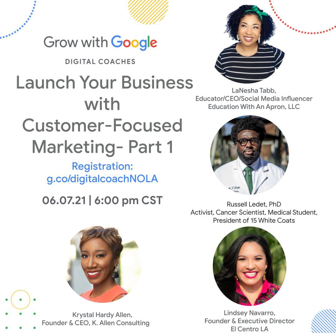 drrussellledet's tweet photo. It's absolutely FREE, facilitated by Krystal Hardy Allen of @k_allen_consult , and first-come, first-serve! Can't wait to see you there! #growwithgoogle #digitalcoachesprogram #google https://t.co/jnLegJUYi5