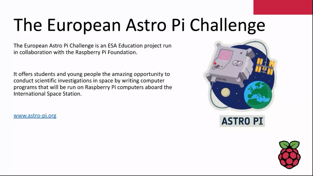 CrumptonN's tweet image. This looks cool...There are two @Raspberry_Pi computers on the ISS!
You too could run your code on a computer on the ISS!
#astropi #teachcompfest2 #TeachComputingFest2