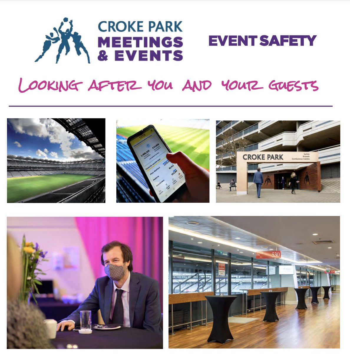 CrokeParkEvents's tweet photo. We have reimagined our meeting and event experiences with health and safety to the fore. You can view and download our safe events policy here https://t.co/7fHytbWTNU #wewillmeetagain #backtoevents #safevents https://t.co/xQGkxb5ZGO
