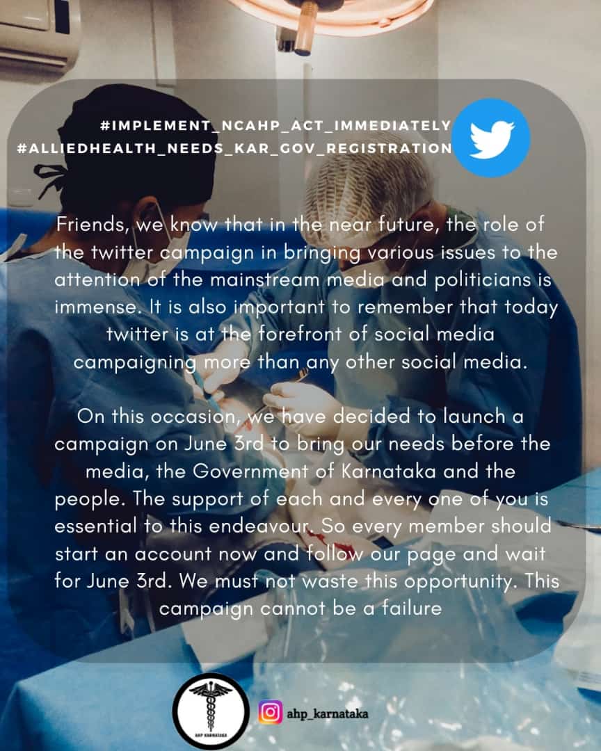 AthiraS10730812's tweet photo. Delayed Implementation of NCAHP Act will ruin thousands of healthcare professionals career. Respected Opposition Leader @siddaramaiah kindly raise our voice in vidhansabha.
#ImplementNCAHPact
#AHPNeedsKarGovCouncil https://t.co/XlxEhkB5l3