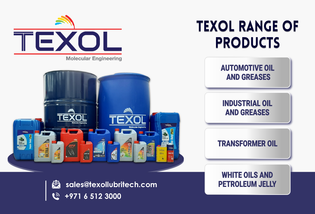 #texollubritech Oil and Lubricants manufacturer in UAE | Automotive Oils and Greases | Industrial Oil and Greases | Transformer Oil | White Oil | Petroleum Jelly.
#OilandLubricants #AutomotiveLubricants #TransformerOil #WhiteOil #PetroleumJelly