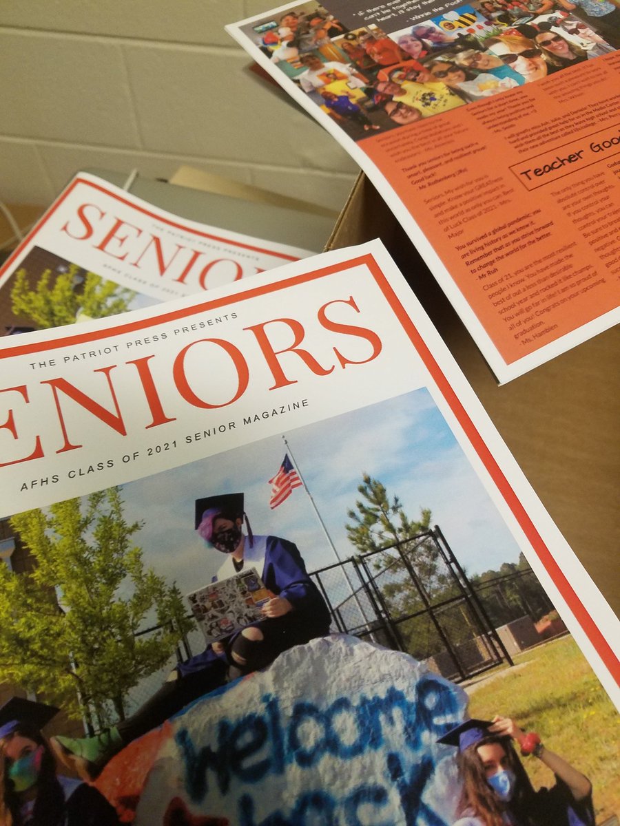 afhspress's tweet image. Seniors: get your free copy of the Patriot Press Senior Magazine in the news stand near the front door. There are only a few copies left, so hurry!