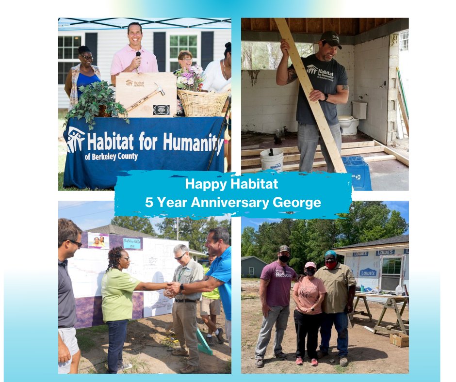 HFHBerkeley's tweet photo. Happy 5โฃYear Work Anniversary 2 our President & CEO, @GeorgeDruyos . We are thankful for your continued dedication to our mission & to the #BerkeleyCounty community.
#HFHBerkeleyCounty #affordablehousing #happyanniversarygeorge #fiveyearanniversary #homeownership #bringinghope https://t.co/cPQbZP2ayO