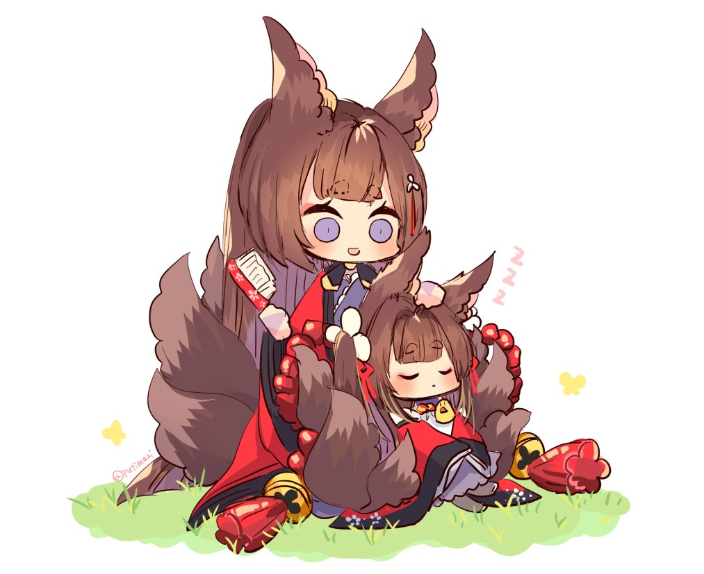 multiple girls 2girls tail kyuubi animal ears fox tail multiple tails  illustration images