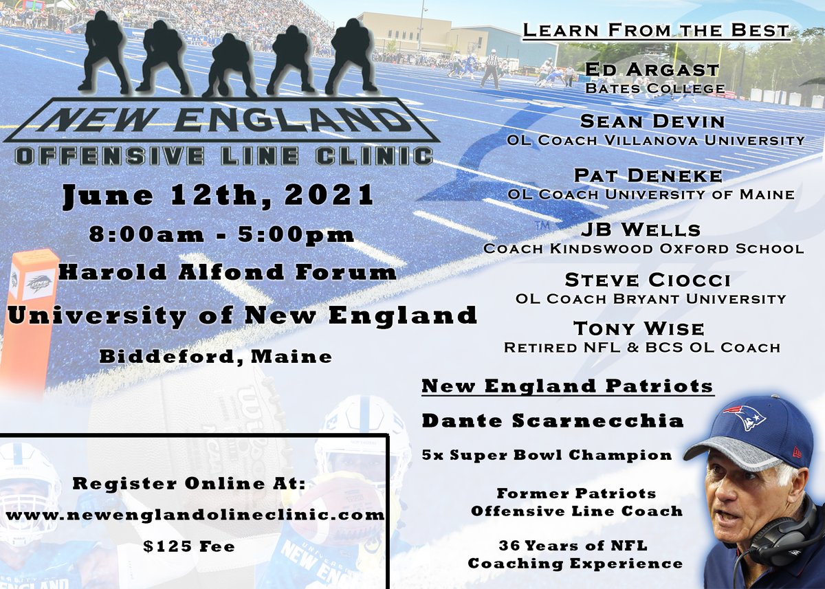 This is just around the corner. Feel fortunate to be part of running such a impactful event with some of the best minds in the game. Coaches, if you're interested in attending sign up here....newenglandolineclinic.com/2021-clinic-si…