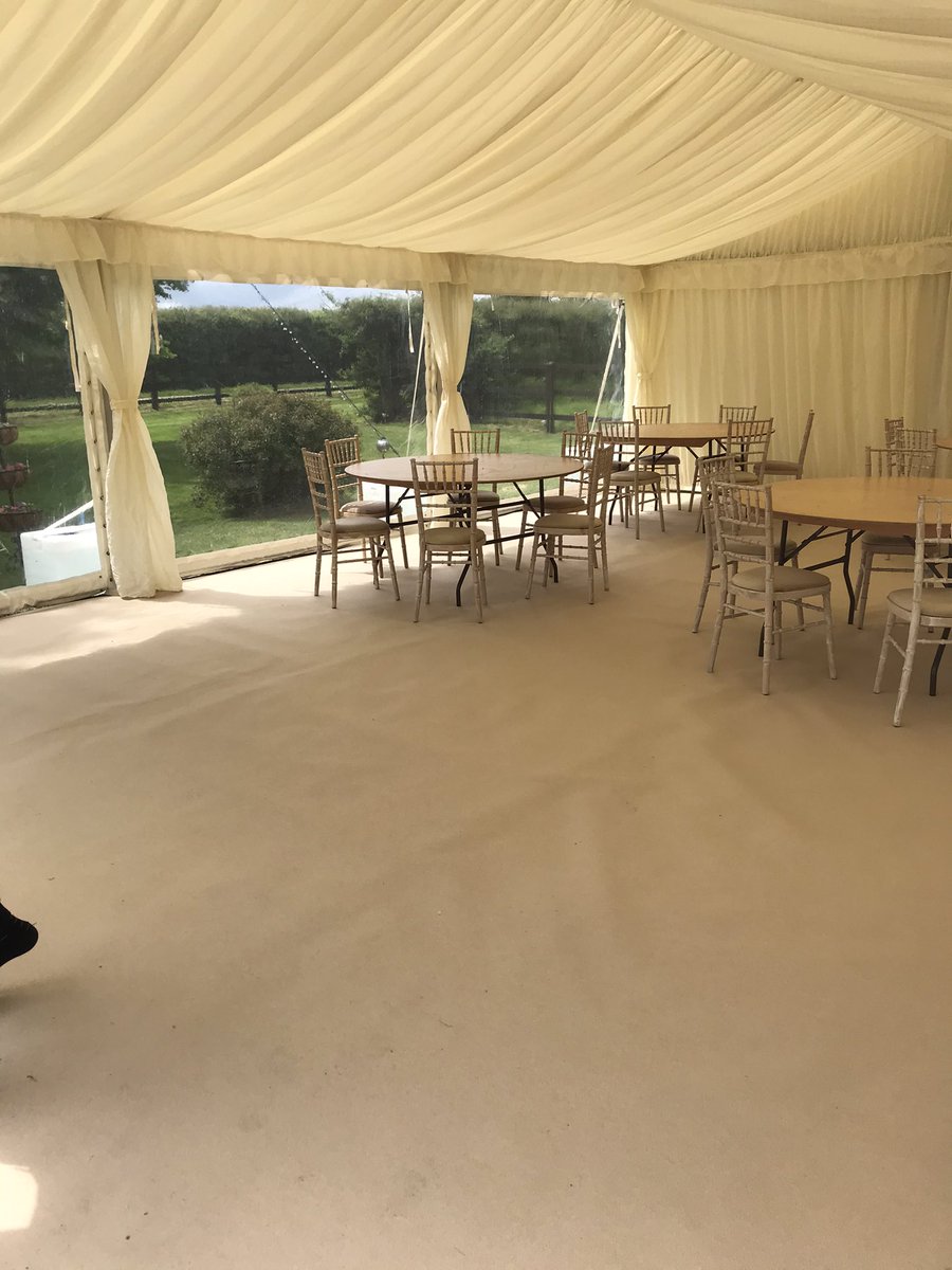 Another cheeky little 30 person marquee for a client in there back garden ready for the weekend #6m #30person #gardenevents @AbbasMarquees1