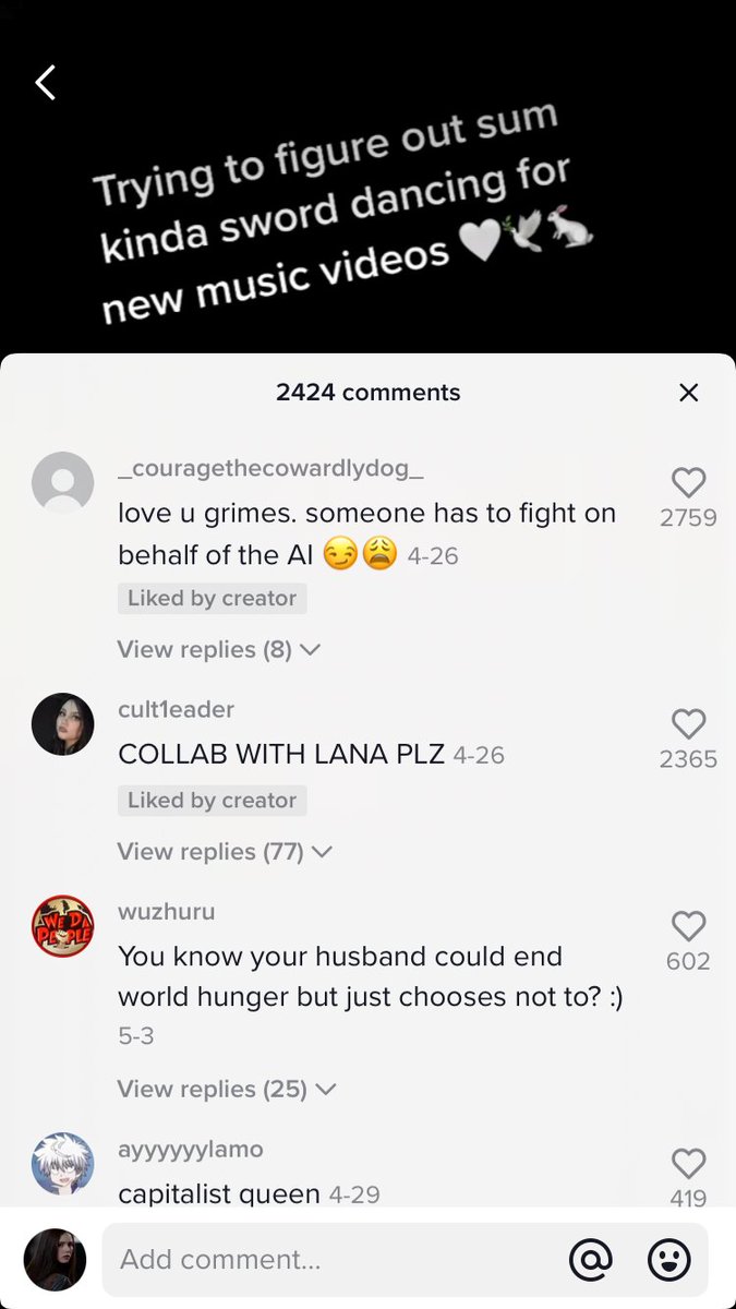 lustforpablo's tweet photo. GRIMES LIKED A COMMENT ASKING HER TO COLLAB WITH LANA OMG LET IT HAPPEN PLS https://t.co/gn04Ye2XCs