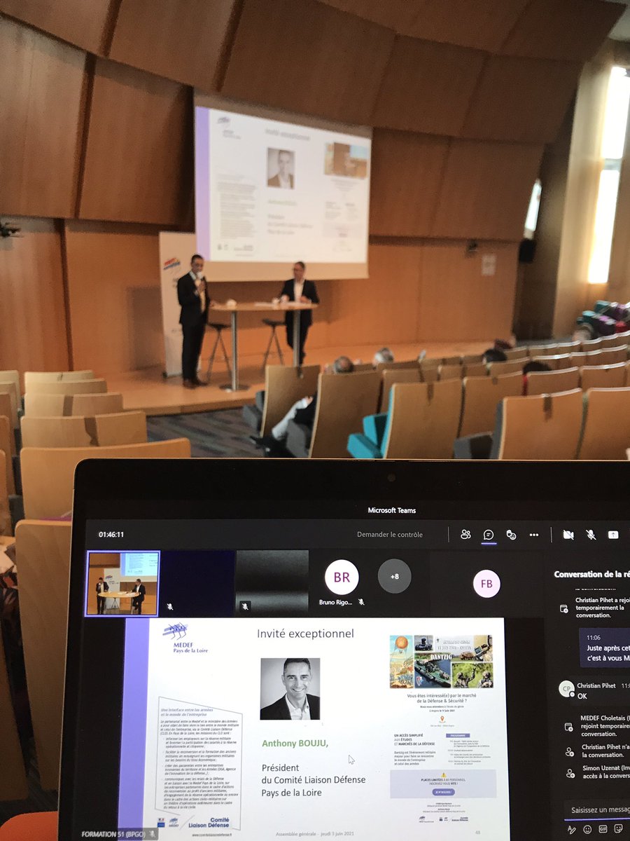 .<a href="/AnthonyBouju/">Anthony Bouju</a> president @CLD_MEDEF <a href="/MedefPDL/">Mouvement des Entreprises de France #Paysdelaloire</a> a ensuite présenté le rôle du CLD et l’événement Dantzig avec <a href="/DGA/">Direction générale de l'armement 🇫🇷</a> et <a href="/Agence_ID/">Agence Innovation Défense</a> du 17 juin à l’école du Génie autour de l’innovation