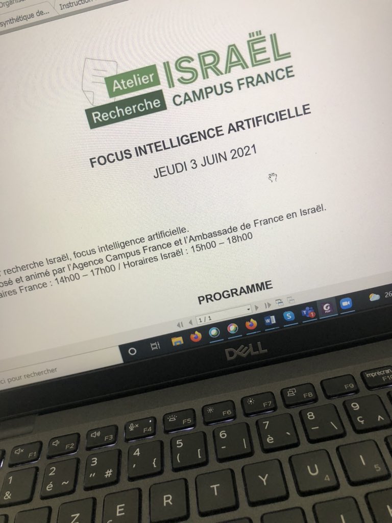 ZiriLea's tweet photo. [Atelier] @UHA68 (#DRIET et 2 chercheurs) participe actuellement à l’Atelier Recherche #IntelligenceArtificielle organisé par @CampusFrance et l’Ambassade de France en Israël. Grand merci à @jjpierrat , @OlivierChiche et leurs équipes respectives pr cette manifestation de qualité https://t.co/GYImt2XI95
