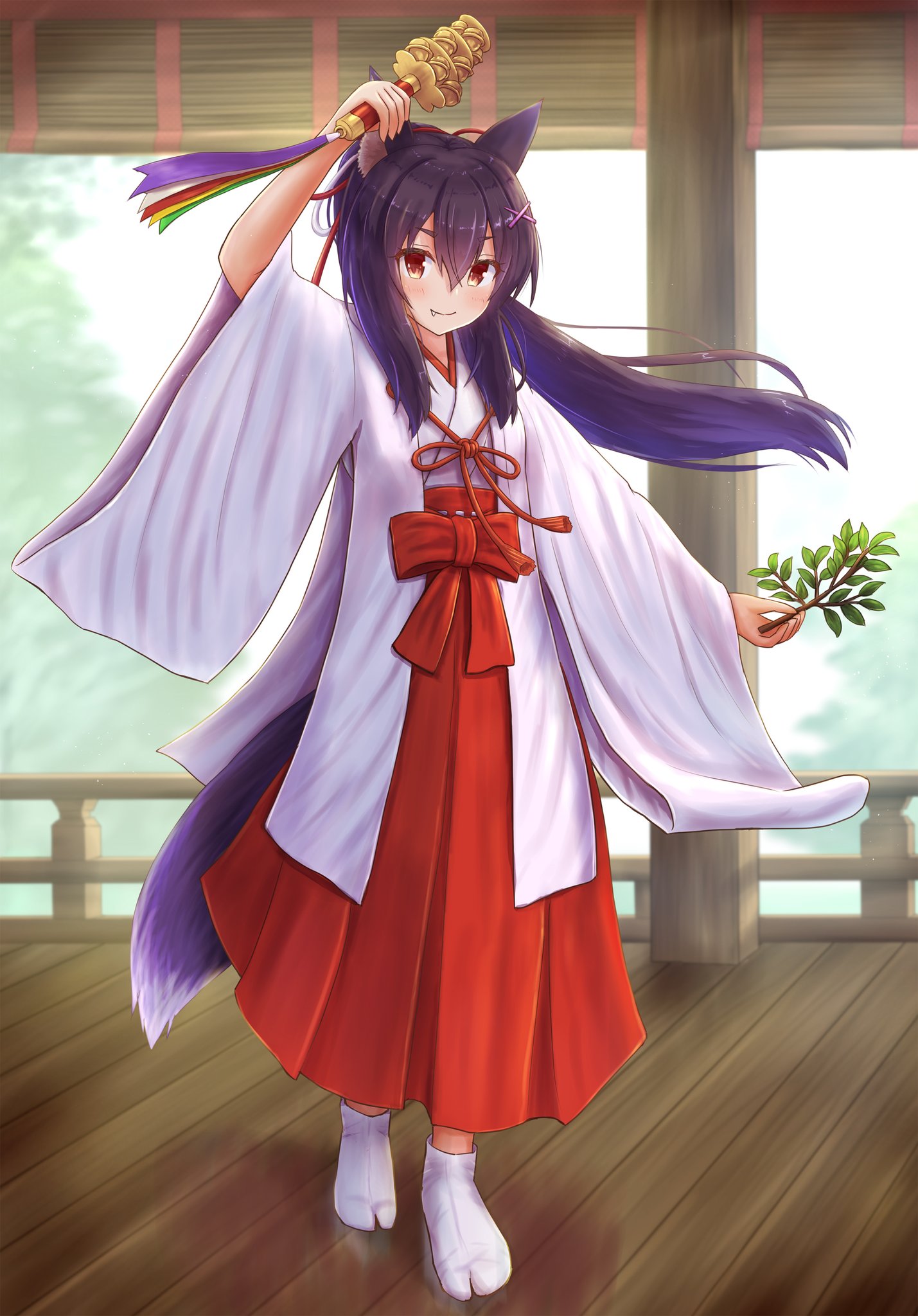 いろは 巫女さんの神楽舞イラストです 今回は色違い衣装も作りました イラスト名 巫女くノ一ちゃんの神楽舞