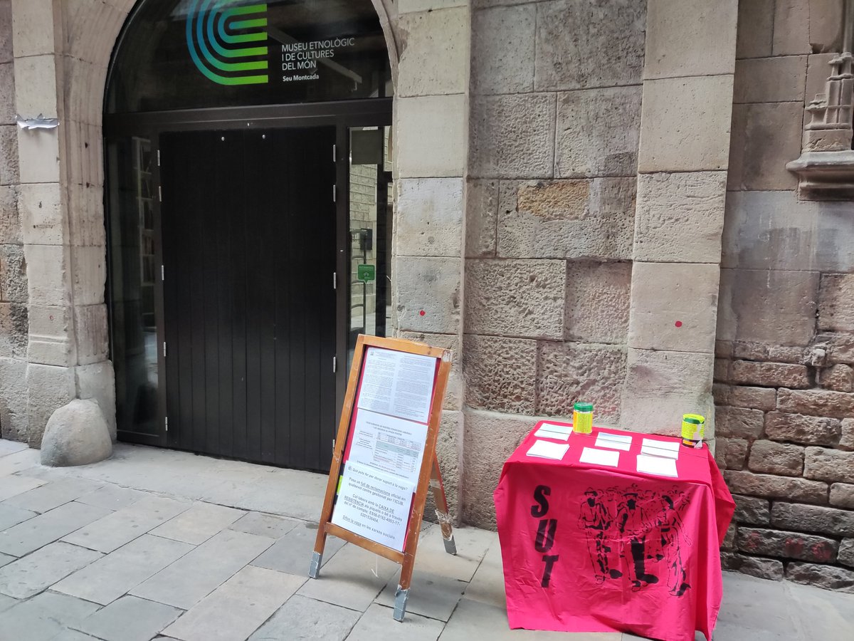vaga_osventos's tweet photo. Avui els treballadors d'atenció al públic del @MUEC_BCN organizats amb @sut_bcn tornen a tancar les seus de Montcada i Montjüic.

Treballadors en vaga, museus tancats! https://t.co/cjNXaL4hVI
