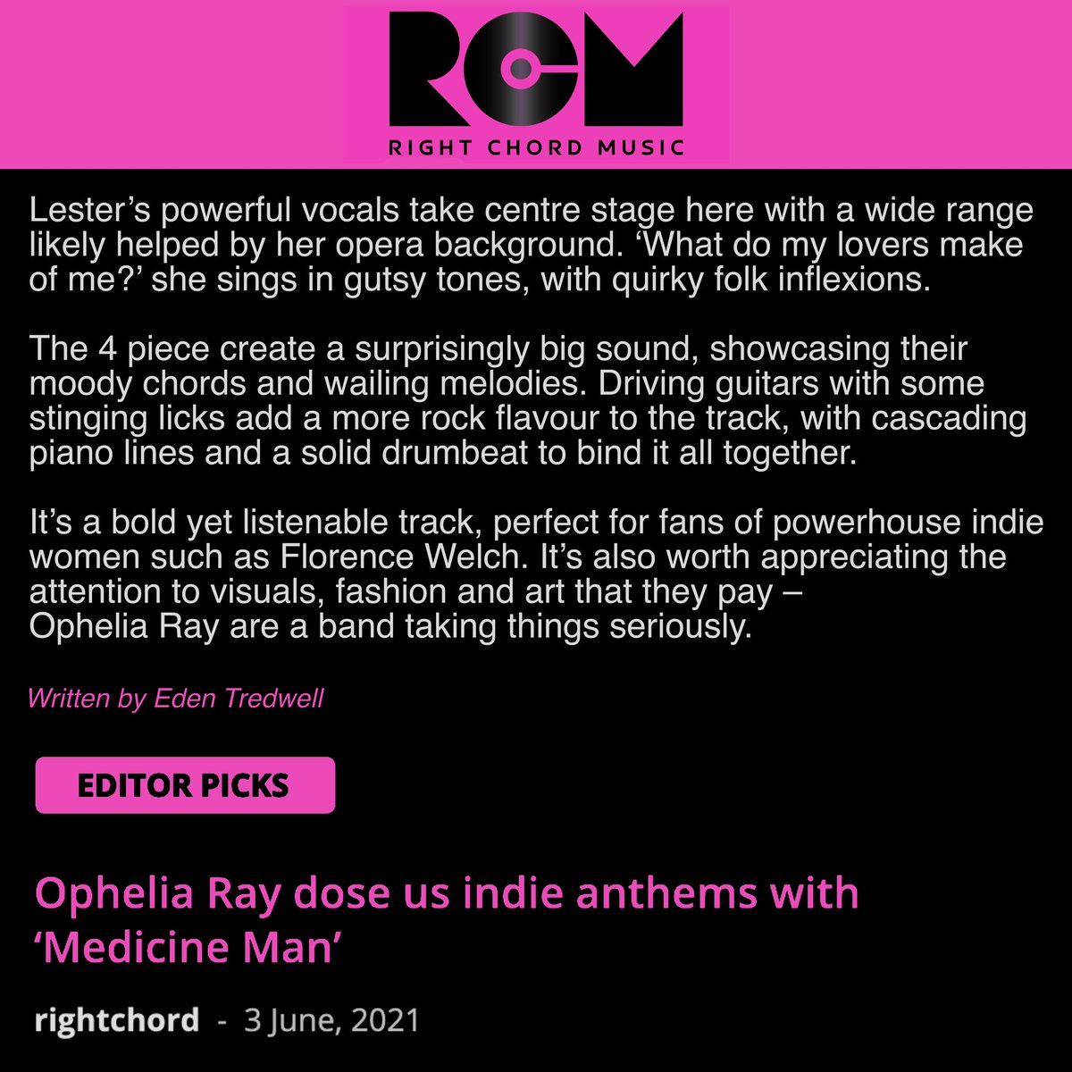 Ophelia Ray (@opheliaraymusic) on Twitter photo A great review by <a href="/RightChordMusic/">Right Chord Music Blog</a> 🖤 Thank you so much! We never turn down a #stevienicks #FleetwoodMac comparison! 💋 A great review by <a href="/RightChordMusic/">Right Chord Music Blog</a> 🖤 Thank you so much! We never turn down a #stevienicks #FleetwoodMac comparison! 💋