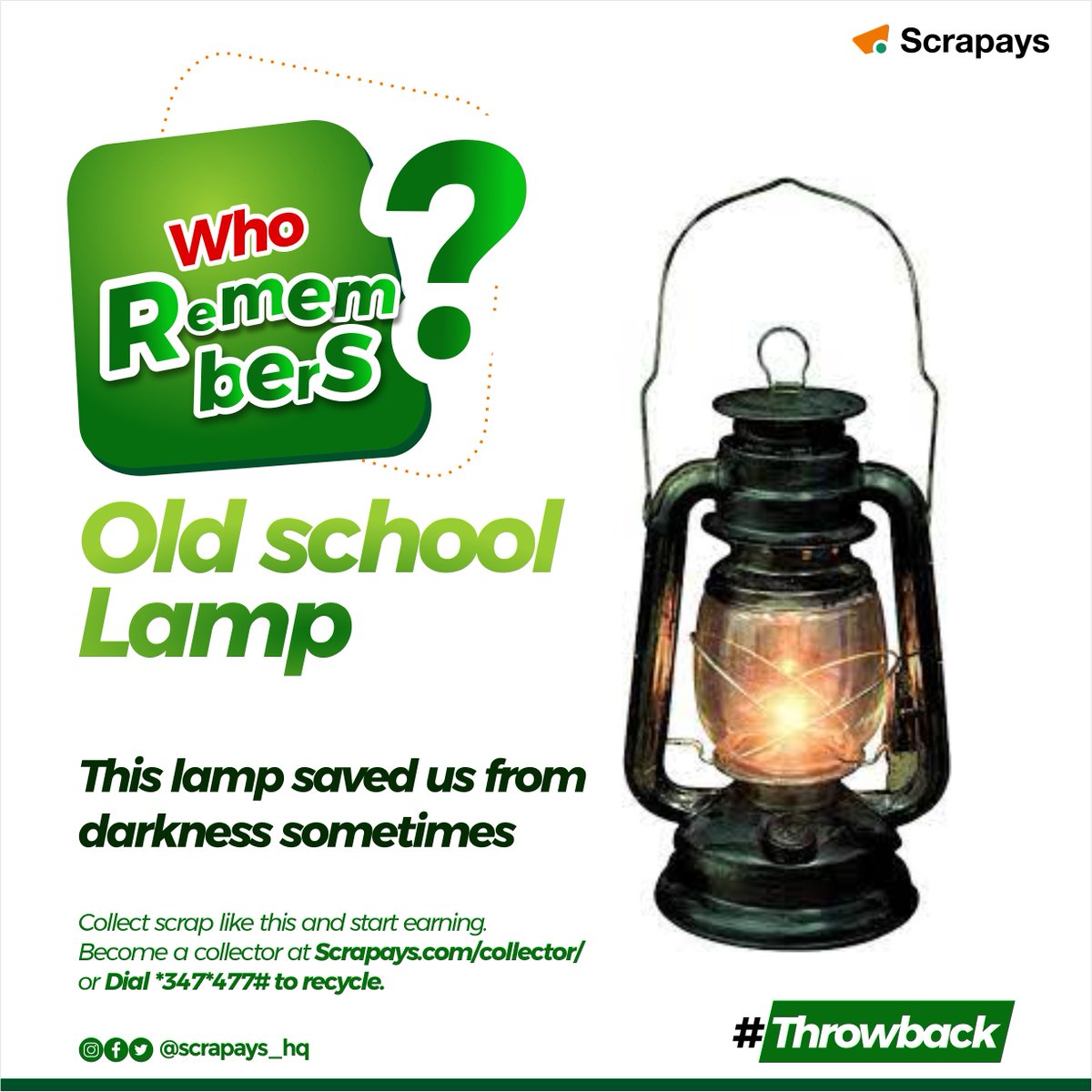 scrapayshq's tweet photo. Earn up to 50,000 Naira monthly when you sign up as a Scrapays collector today.
Sign up now at https://t.co/0d6L50L0aw or Dial *347*477#

#Scrapays #oldlamp #Scrapmetal #Lagos https://t.co/5UydJJv7oh