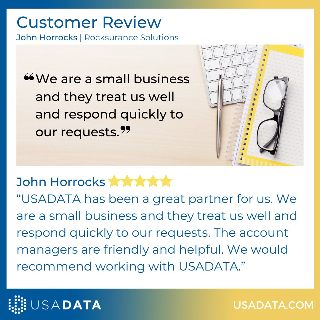 Here at USADATA we love to see our customers succeed!

Check out more 5 star reviews here: 

usadata.com/reviews/