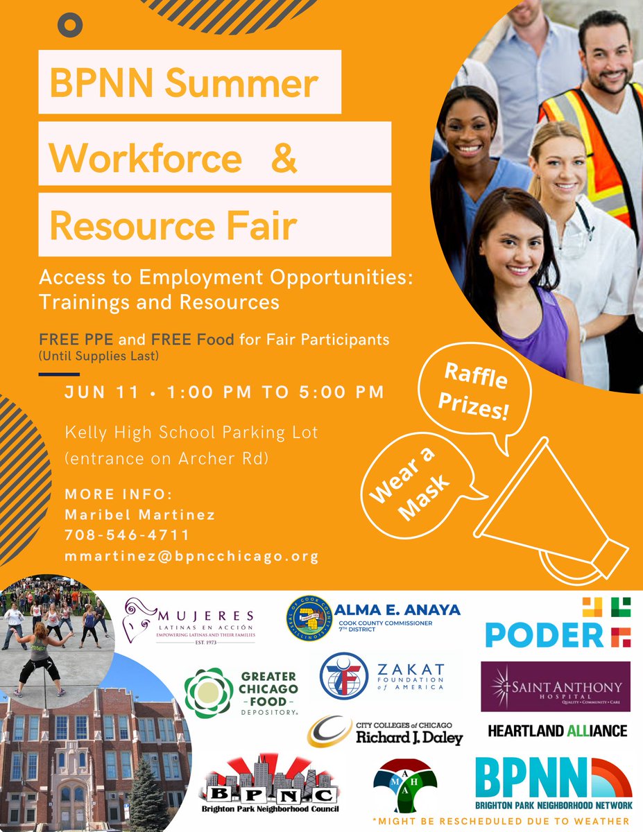 PODERWorks's tweet photo. BPNN Summer Workforce &amp; Resource Fair!

Help us spread the word... Access to #EmploymentOpportunities- #jobtrainings and #resources

@BPNCchicago @DaleyCollege @Mujereslatinas @heartlandhelps @FoodDepository @AlmaEAnaya @ZakatUS St. Anthony Hospital and MAHA https://t.co/wvoCXpCxG5
