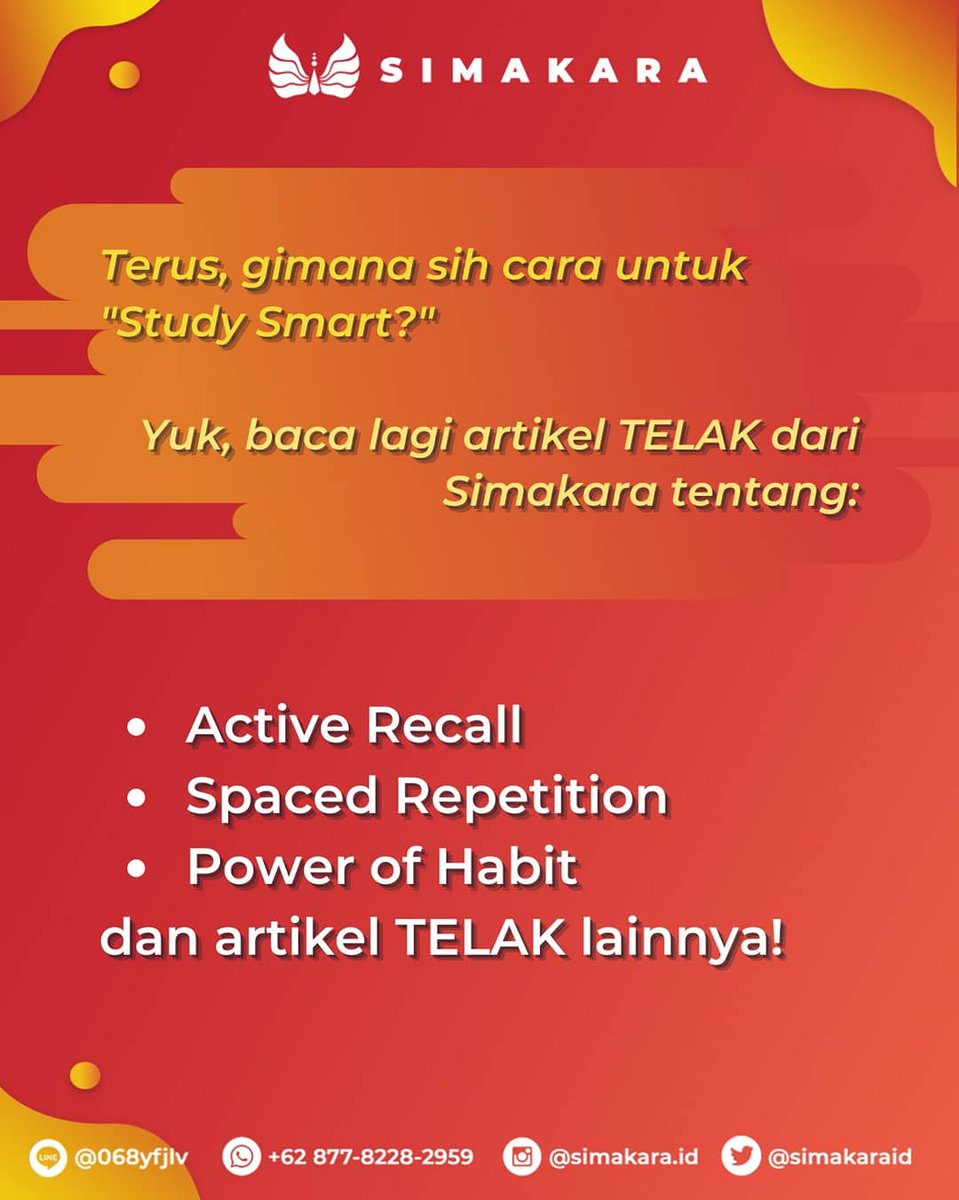 simakaraid's tweet image. Terkadang, cara belajar yang digunakan terlalu keras sehingga sangat membuang waktu dan tenaga, namun yang dipahami tidak seberapa. Padahal ada cara belajar yang lebih smart untuk dilakukan. Silakan swipe infografis ini ya!

#UniversitasIndonesia
#SIMAKUI2021
#SIMAKUI