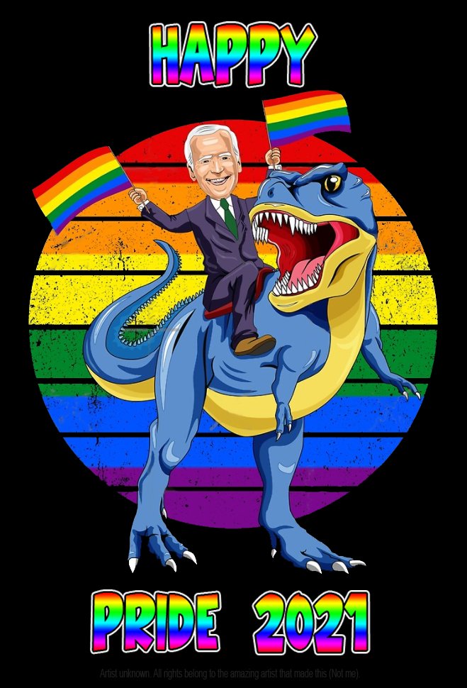 โคโค๐พ๐๐๐ ๐๐๐ ๐ณ๐๐๐๐๐โคโค (@fanboyseth) on Twitter photo I don't know who the artist is, but all rights ยฉ to them.
Happy pride month, my darlings. I couldn't withhold you from the Biden-on-a-T-rex-with-a-pride-flag pic.
It's not very DeanCas, but it IS 'Misha-esque' and 'Gish-A-Licious'.
#PrideMonth2021 #DeanCasPride <a href="/mishacollins/">Misha Collins</a> I don't know who the artist is, but all rights ยฉ to them.
Happy pride month, my darlings. I couldn't withhold you from the Biden-on-a-T-rex-with-a-pride-flag pic.
It's not very DeanCas, but it IS 'Misha-esque' and 'Gish-A-Licious'.
#PrideMonth2021 #DeanCasPride <a href="/mishacollins/">Misha Collins</a>