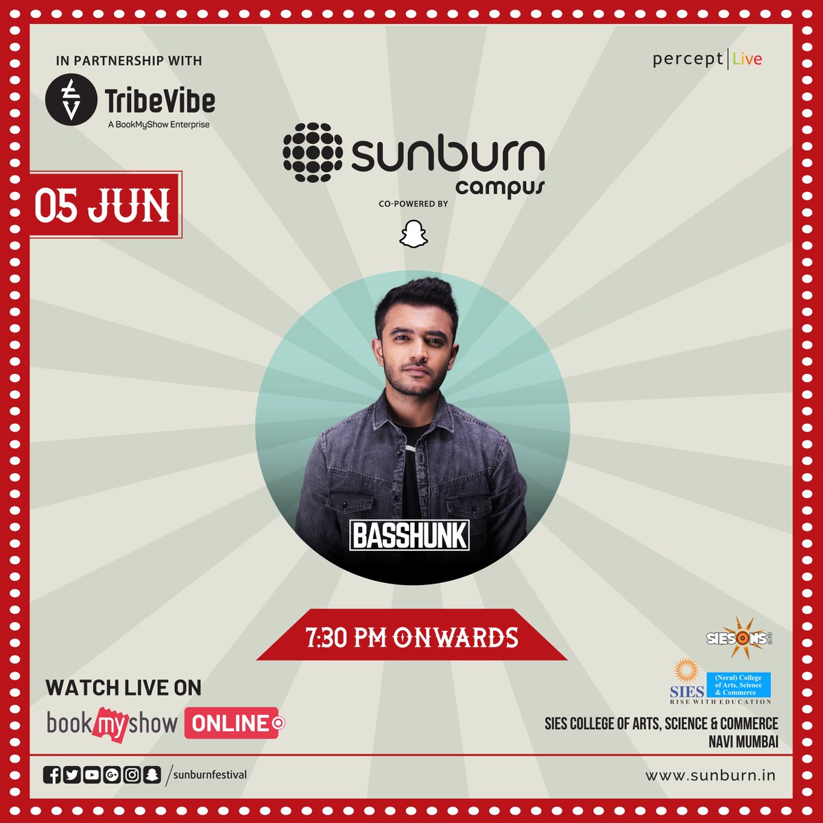 TribeVibeLive's tweet photo. (Continue..)

Registration Link: https://t.co/8OhlUImNxf
RSVP: https://t.co/yx2mK9Oyis

@Snapchat
 
#SunburnCampus #SunburnFestival #BassHunk #BookMyShow #PerceptEMC #Siesons #SiesonsFest #SIES #Nerul #NaviMumbai #SIESCollegeOfArtsScienceAndCommerce #Snapchat https://t.co/aSGOdXBThw