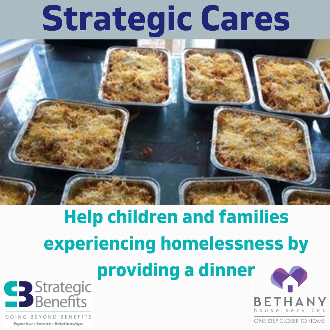 If you’d like to participate by donating a meal to @BethanyHouseServices, please contact our Volunteer Coordinator - info@bhsinc.org. We are grateful for your contribution! #strategicbenefits #strategiccares #goingbeyondbenefits #bethanyhouseservices #donateameal
