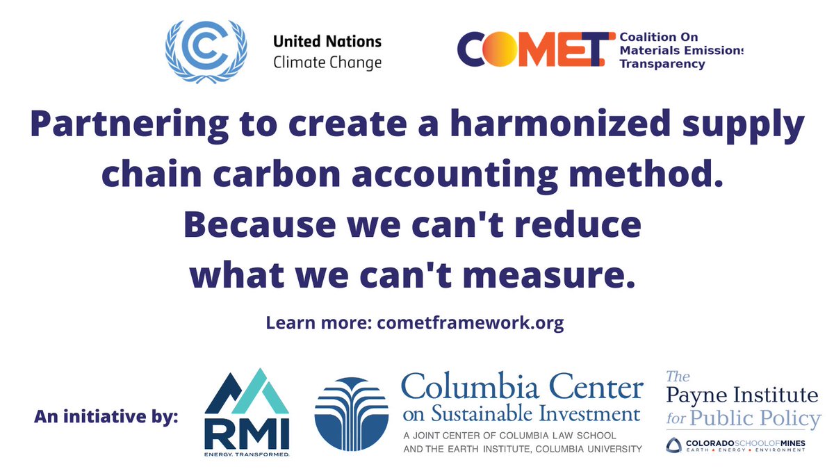 #SupplyChain emissions are 40% of all GHG emissions. We’re excited that <a href="/UNFCCC/">UN Climate Change</a> is now a partner in the COMET initiative with <a href="/RockyMtnInst/">RMI</a>, <a href="/CCSI_Columbia/">Columbia Center on Sustainable Investment (CCSI)</a> &amp; <a href="/payneinstitute/">The Payne Institute</a> at <a href="/coschoolofmines/">Colorado School of Mines</a> to create a unified carbon accounting framework: unfccc.int/news/accelerat…