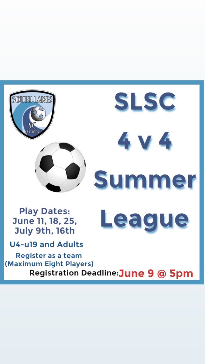 SLSC 𝟚𝕟𝕕 𝕒𝕟𝕟𝕦𝕒𝕝 𝟜 𝕧 𝟜 𝕃𝕖𝕒𝕘𝕦𝕖 𝕤𝕥𝕒𝕣𝕥𝕤 𝕁𝕦𝕟𝕖 𝟙𝟙
Registration ends June 9 @ 5pm
No individual registration.  Must register as a team.  
Youth &amp; Adult divisions!
All teams welcome. Any club affiliation. 
More info &amp; to register:  
bit.ly/2XKAyTd