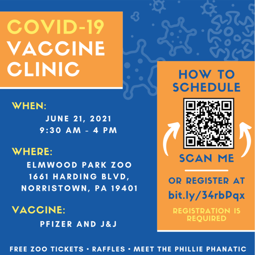 Not vaccinated yet??? Here's a great local opportunity. Free zoo tickets, raffles, the Philly Phanatic and you get vaccinated! Schedule an appointment today.