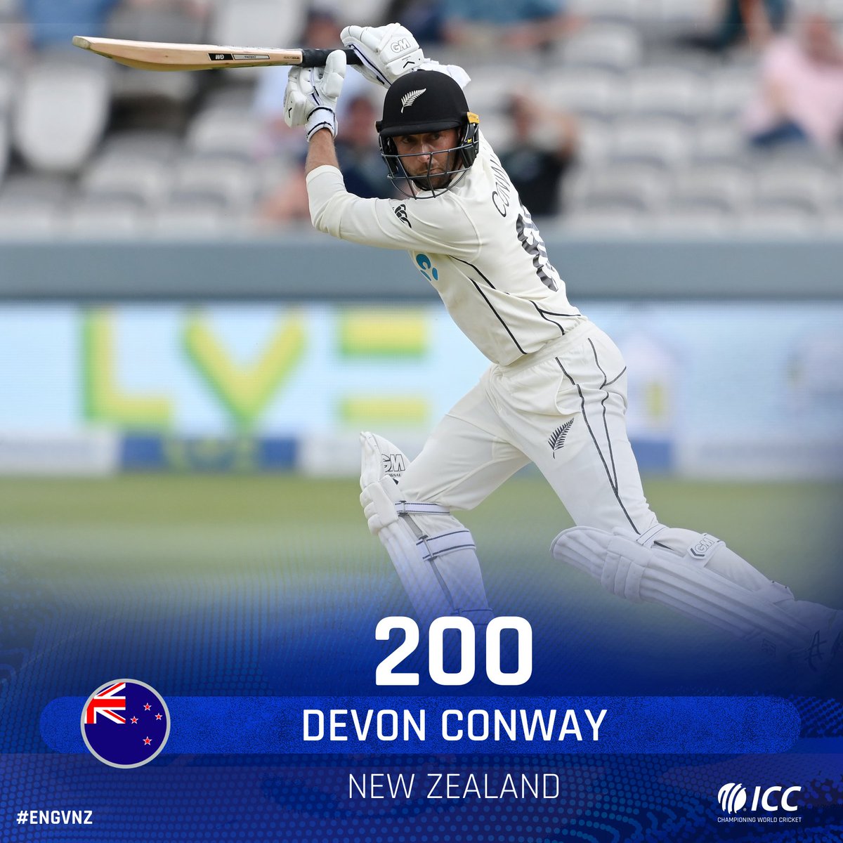 The first batsman to score a Test double-century on debut in England 🤩

 Devon Conway, you beauty! 

#ENGvNZ | bit.ly/Eng-v-NZ1