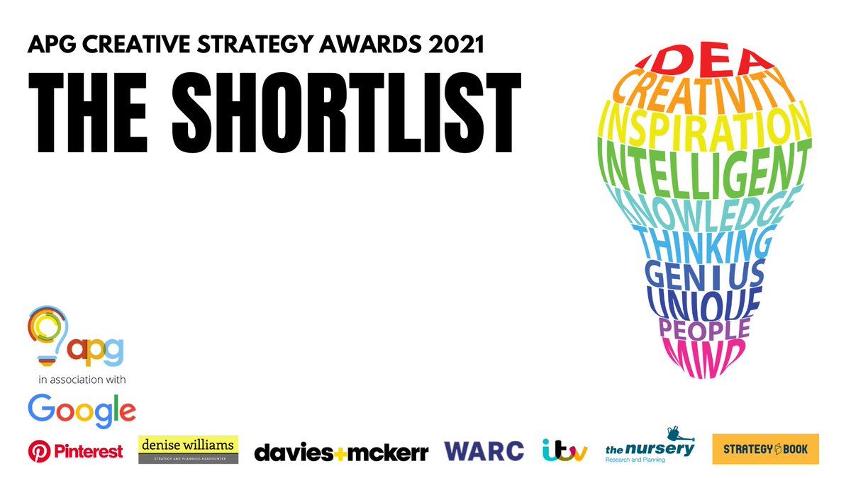 It's out! The APG Creative Strategy Awards short list for 2021 https ...