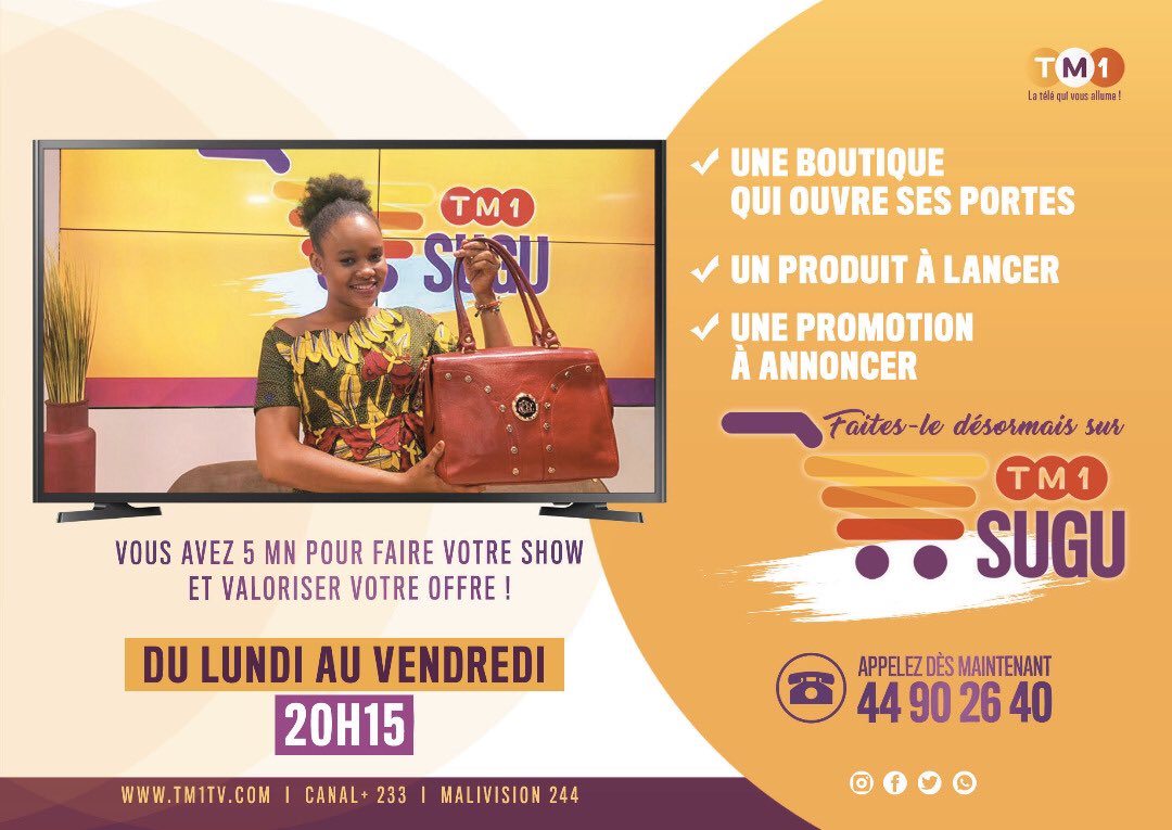 TM1TV223's tweet photo. Vous souhaitez faire la promo de vos produits / activités / services ? Chaque soir à 20h15, vous avez 5 mn pour faire votre show dans TM1 Sugu!!
Appelez-nous pour les détails ! #TM1TV #TM1Sugu https://t.co/87Z5bBeWeW