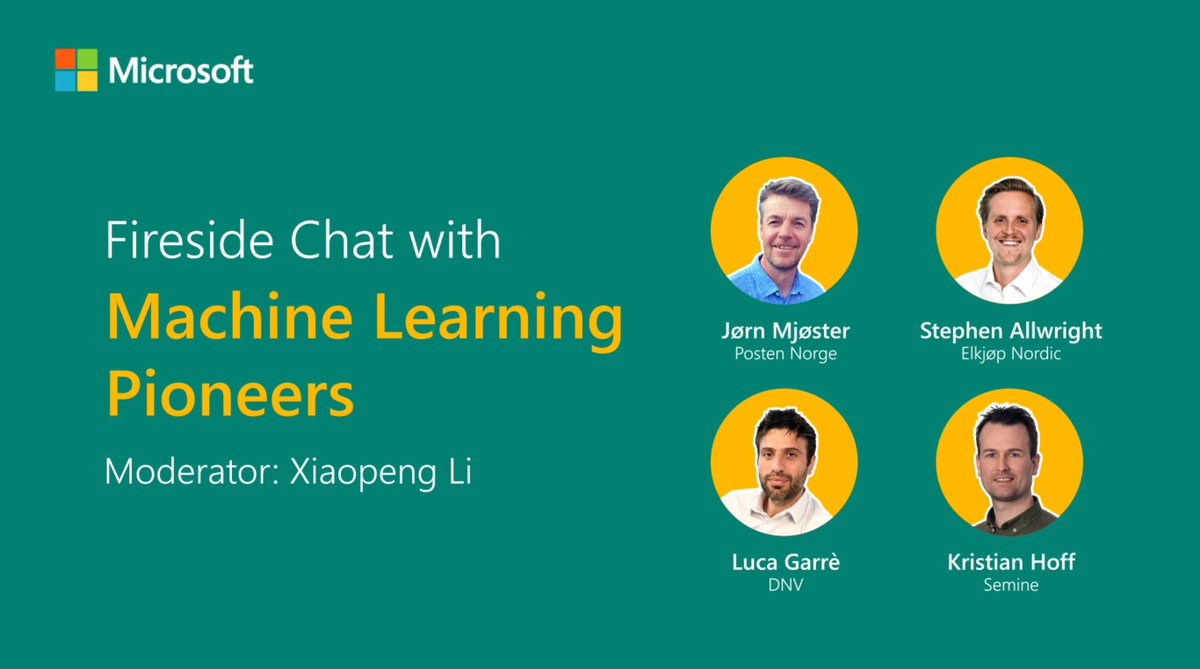 MSDevNo's tweet photo. We invite you to join "Fireside Chat with #MachineLearning Pioneers" on June 8th.

Our very own @ixiaopengli have invited data science leaders from #DNV, #Posten, #Elkjøp and #Semine to share their experience in building ML teams and solutions

👉Register: https://t.co/K3CfclY1Yi https://t.co/3Bg76Xsp75