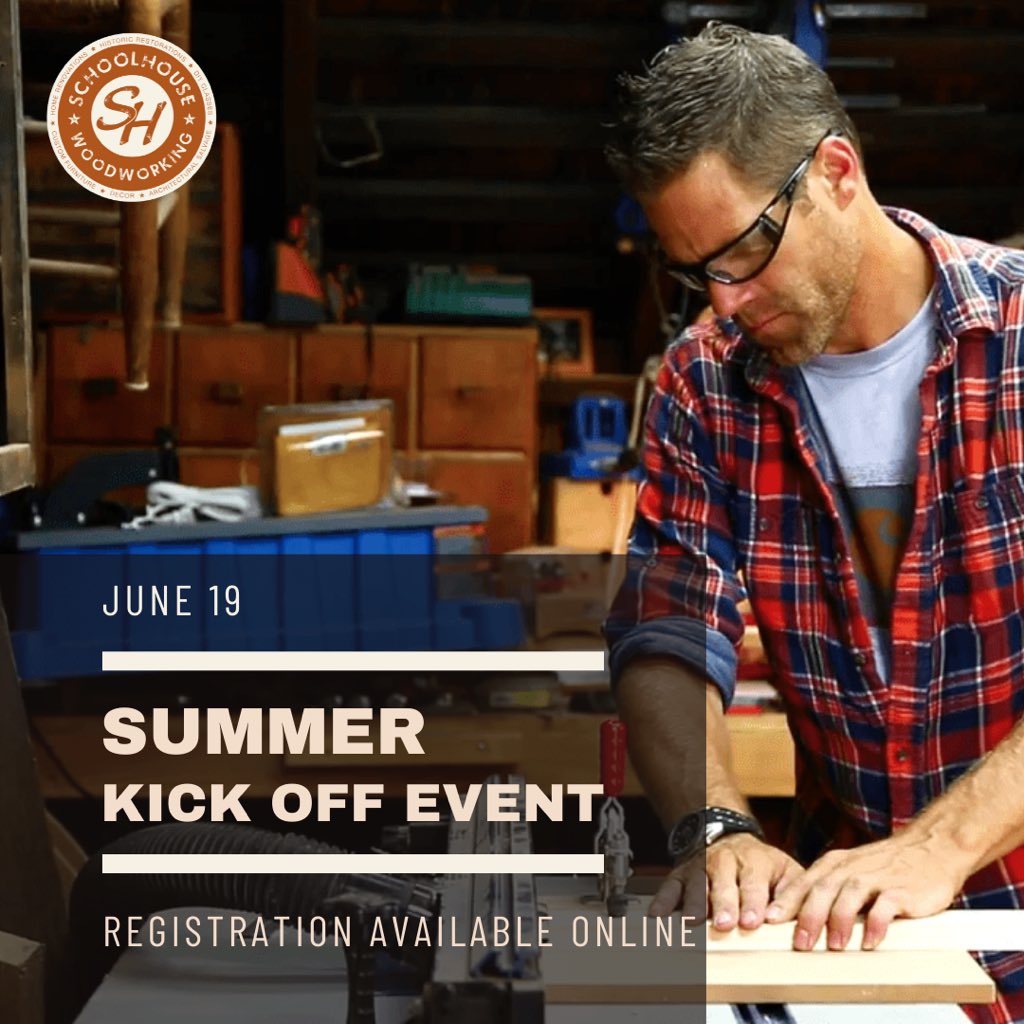 TheJeffDevlin's tweet photo. Interested in a workshop? Join us over at SchoolHouse Woodworking on June 19 for our summer kick-off event! We will be having classes available all day! All of our classes during the event are free! Come join us for a fun-filled day!
#schoolhousewoodworking #jeffdevlin https://t.co/CFfzNmEawh