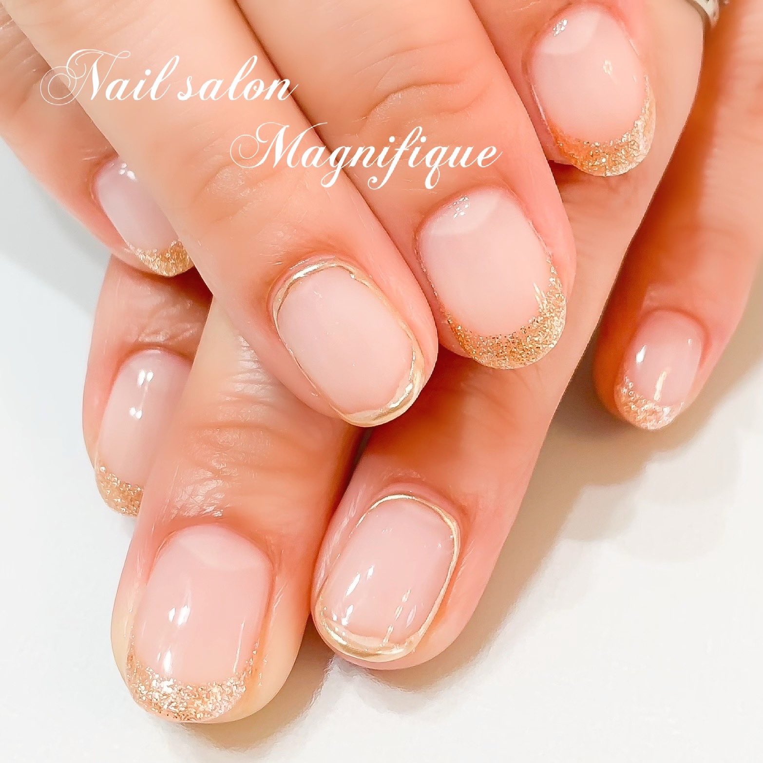Twitter 上的 Nailsalon Magnifique Nail Nailsalon ネイル ネイルサロン ジェルネイル フレンチ フレンチネイル 囲みネイル ゴールド キラキラ クリア感 かわいい かっこいい ミラーネイル シンプルネイル 大人ネイル 上品ネイル オフィスネイル