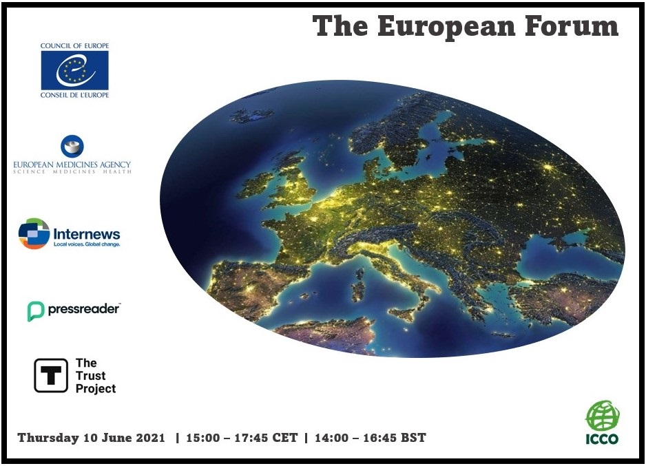 Join the ICCO annual European Forum next week on 10th June with <a href="/coe/">Council of Europe</a> <a href="/EMA_News/">EU Medicines Agency</a> @InternewsEurope <a href="/PressReader/">PressReader</a> <a href="/_trustproject/">The Trust Project</a> 

With participants from more than 20 European countries, it's the essential discussion on PR in Europe. 

Register for free: iccopr.com/event/european…