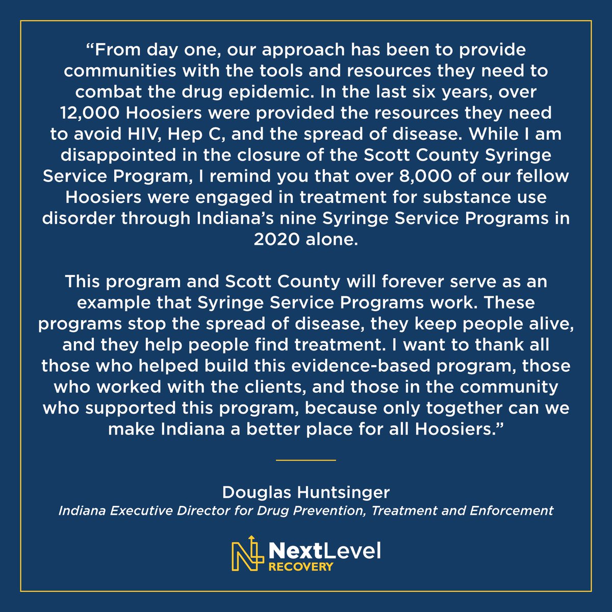 This program and Scott County will forever serve as an example that Syringe Service Programs work. These programs stop the spread of the disease, they keep people alive, and they help people find treatment. #NextLevelRecovery

Full statement➡️ bit.ly/3wSpsLz