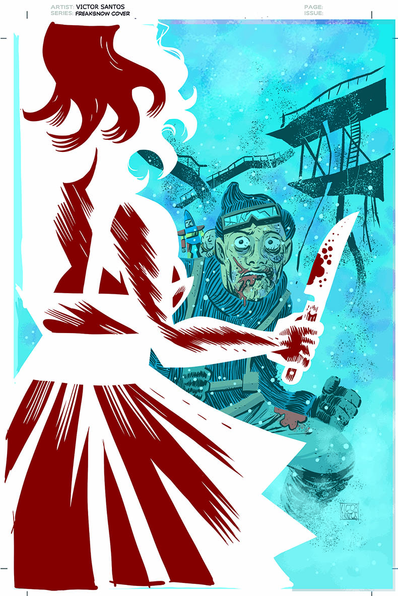 polarcomic's tweet photo. Proceso de la portada de Freaksnow #4, la serie creada para Kevin Roditeli y Rob Cannon para Behemot comics. / Cover #WIP for #Freaksnow #4, the series created by @KevinRoditeli &amp; Rob Cannon for Behemot comics. https://t.co/mVk5pzKkqS